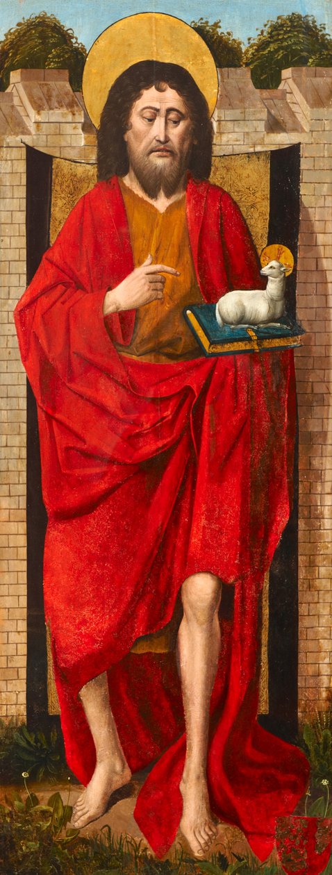 Johannes Døberen, udvendigt panel i Weston Triptych, ca. 1480 af Rogier van der Weyden