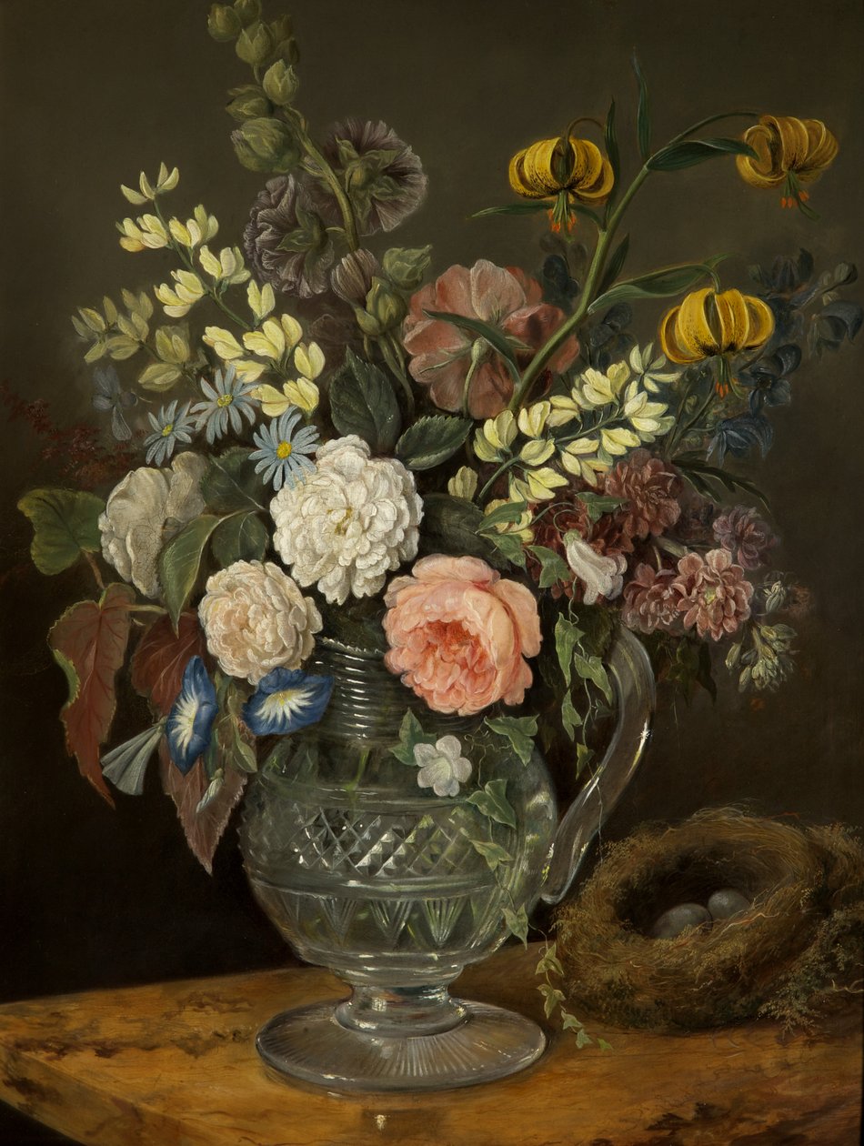 Studie af blomster (olie på panel) af Rolinda Sharples
