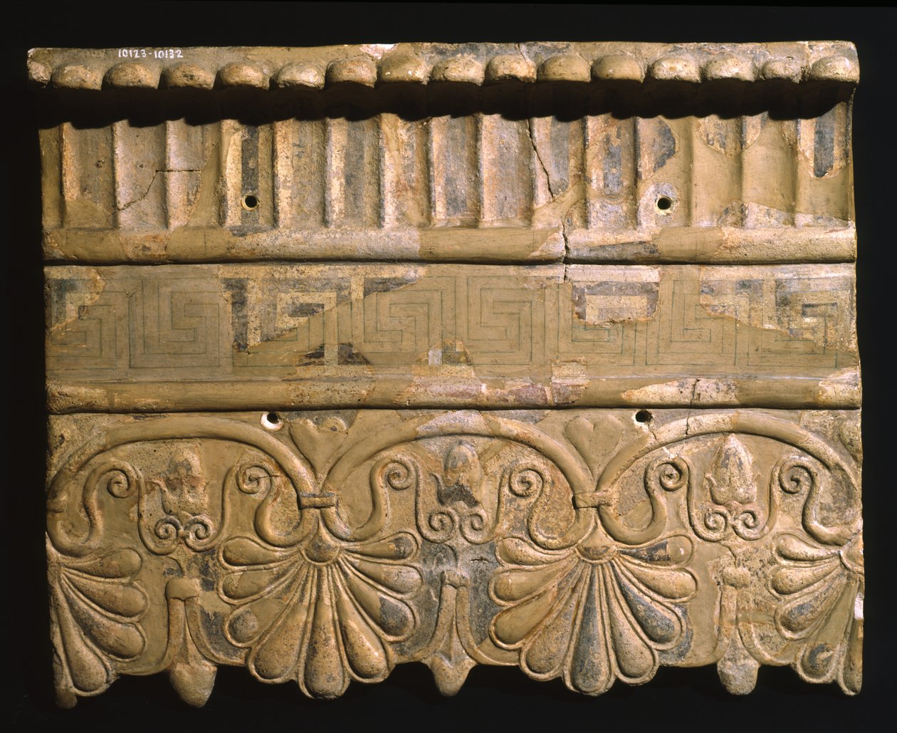 Antefix fra Temple of Mater Matuta i Satricum, Latium, Italien (terracotta) af Roman