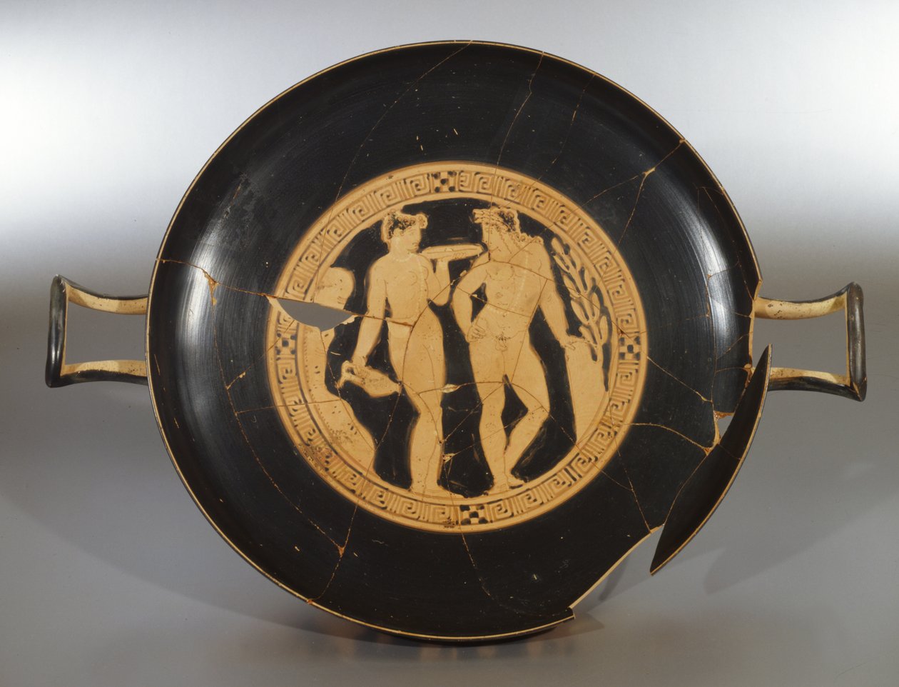 Fad med sorte figurer, fra graven i Poggio Sommavilla (keramik) af Roman