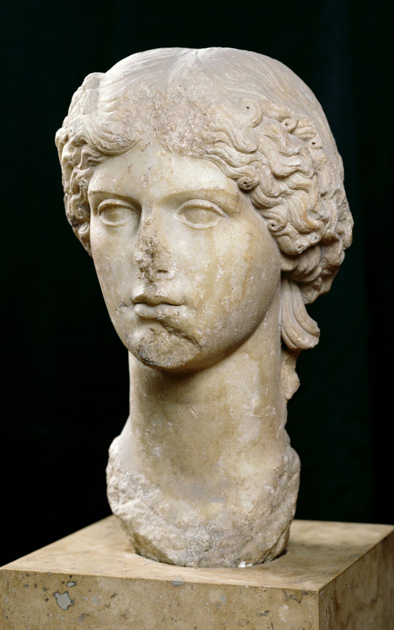 Buste af Agrippina den Ældre (ca.14 f.Kr.-33 e.Kr.) ca.37-41 e.Kr. (marmor) af Roman