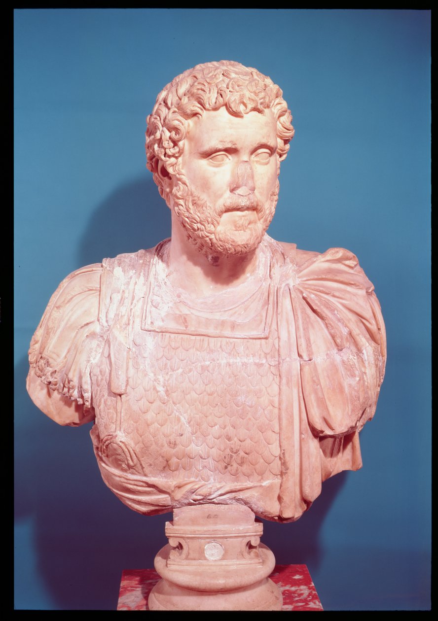 Buste af kejser Antoninus Pius (86-161 e.Kr.) (marmor) af Roman