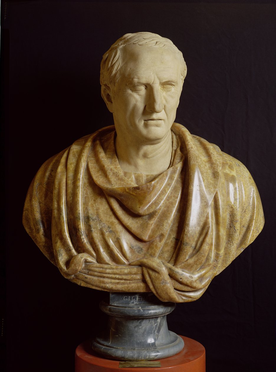 Buste af Marcus Tullius Cicero (106-43 f.Kr.) (marmor og sten) af Roman