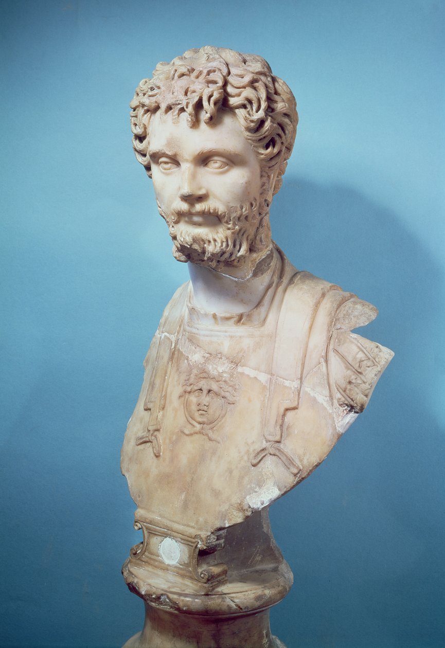 Buste af Septimius Severus (145-211) (marmor) af Roman