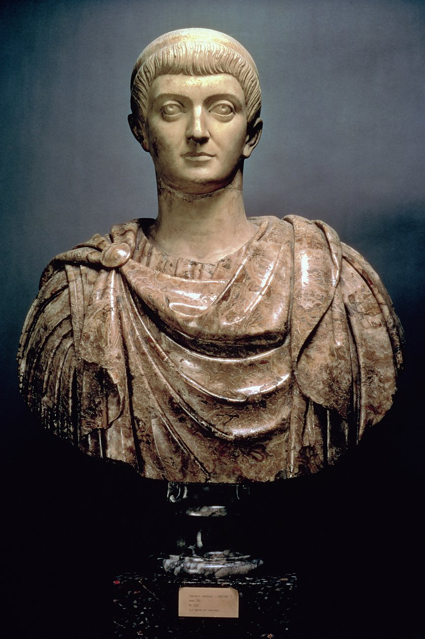 Konstantin I (ca. 274-337) ca. 350 e.Kr. (marmor) af Roman