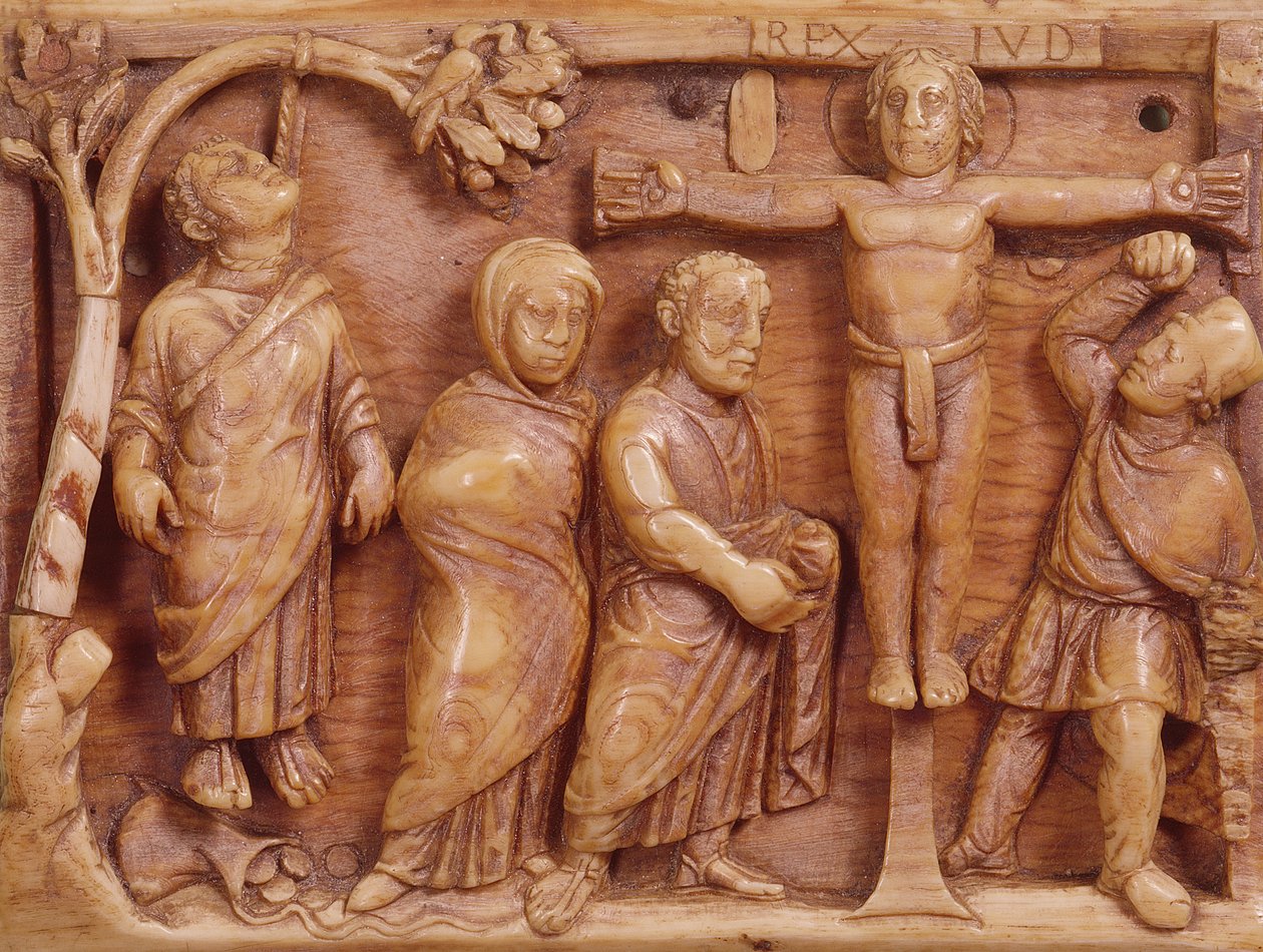 Korsfæstelse, udskæring, ca. 400-20 e.Kr af Roman