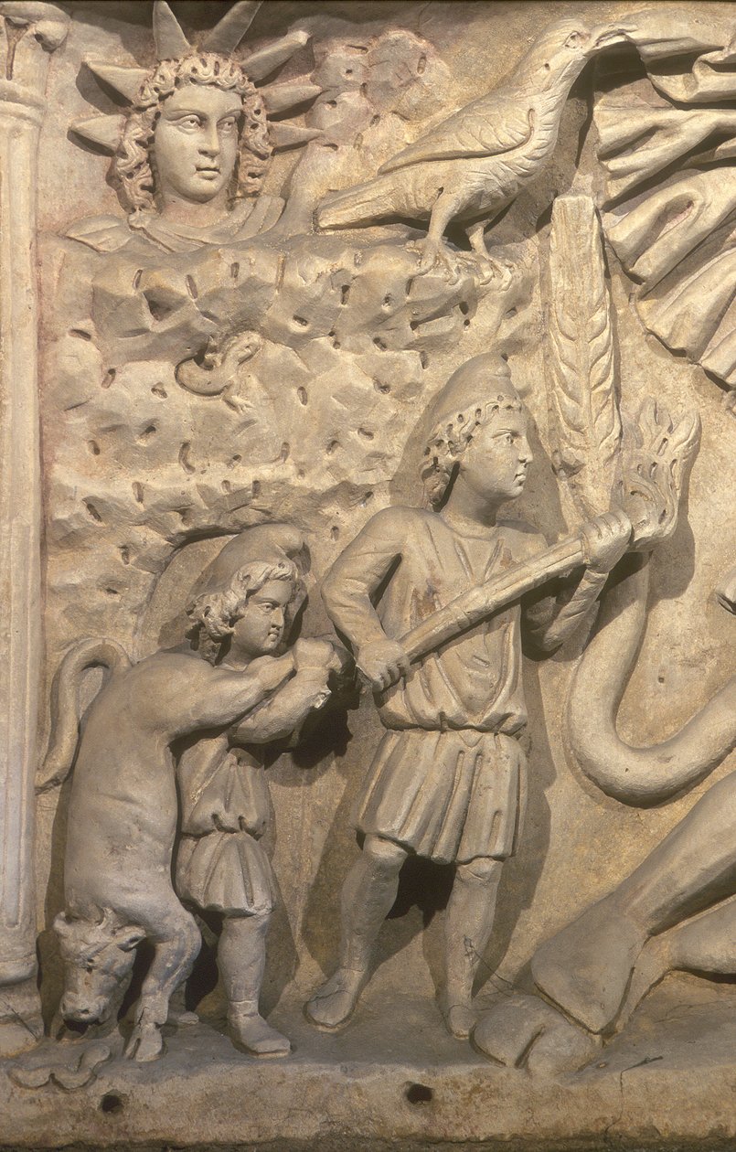 Detalje af relieffet på Mithraa-alterets marmor af Roman