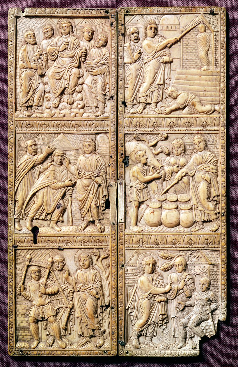 Diptykon, der viser Kristi mirakler, ca. 450-460 e.Kr af Roman