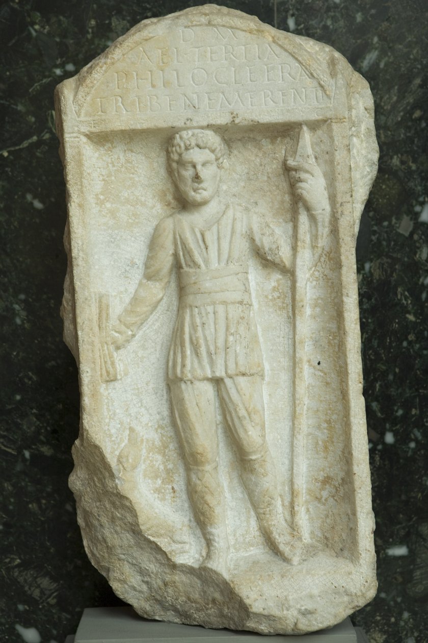 Begravelsesstela, romersk kejserperiode (30 f.Kr. 500 e.Kr.) (marmor) af Roman