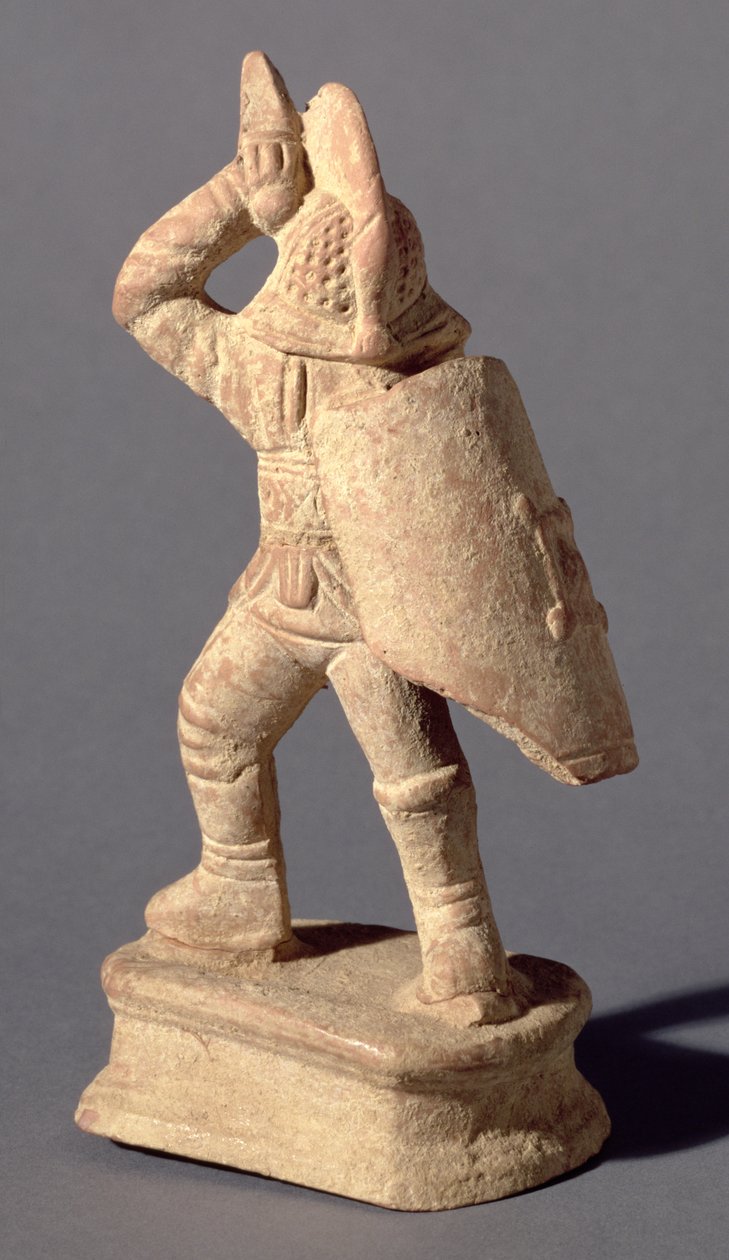 Gladiator iført Samnite Armour, 1. eller 2. århundrede e.Kr. (ler) af Roman
