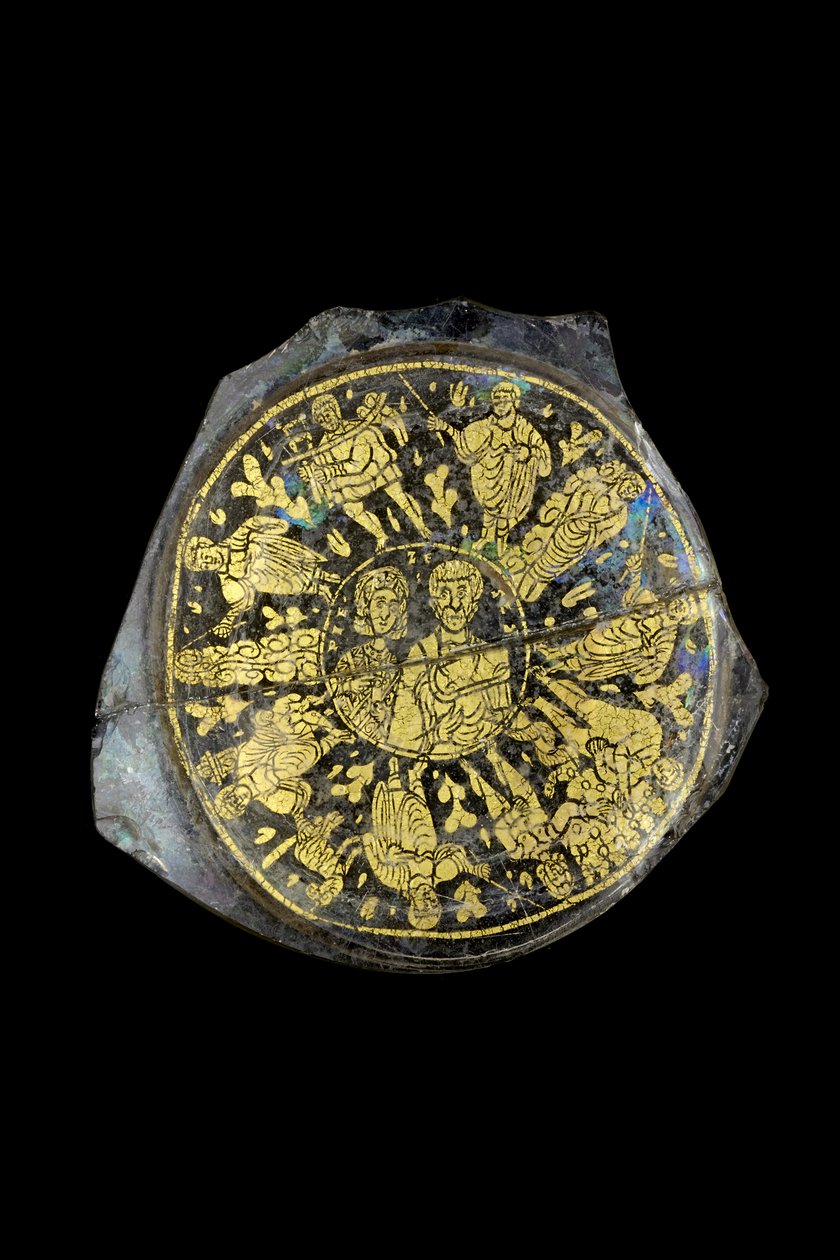 Skålfragment af guld, 4. århundrede (glas) af Roman