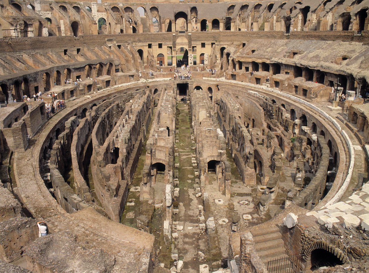 Interiør af Colosseum, bygget ca.70-80 e.Kr af Roman
