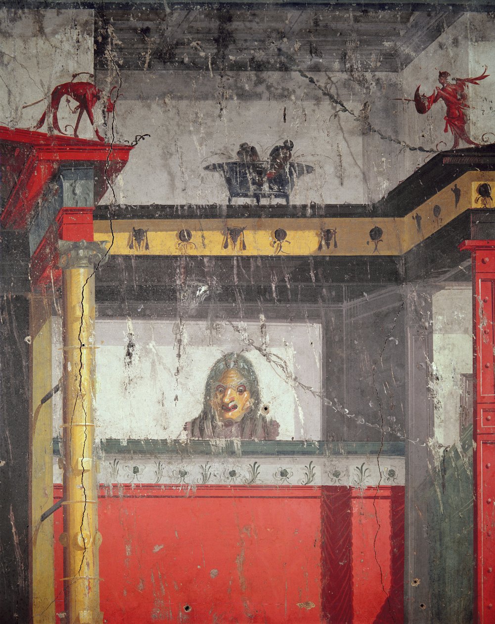 Indvendig væg med illusionistisk maleri, 25 f.Kr. - 25. e.Kr af Roman