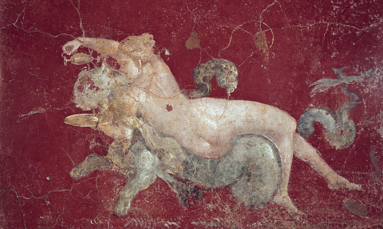 Nereid på en havtiger, fra Stabiae, før 79 e.Kr af Roman