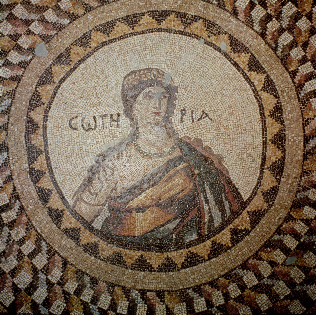 Portræt af en kvinde (mosaik) af Roman