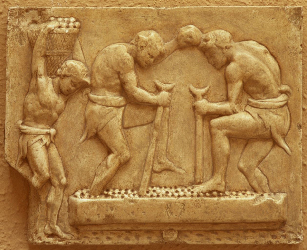 Pressning af druer (marmor) af Roman