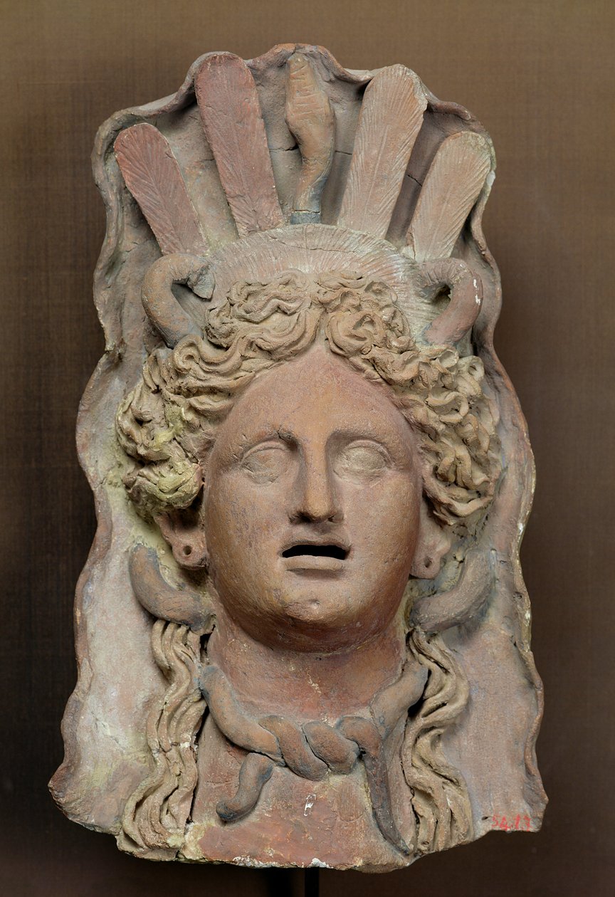 Punisk maske, der repræsenterer Demeter, 3.-2. århundrede f.Kr. (terracotta) af Roman