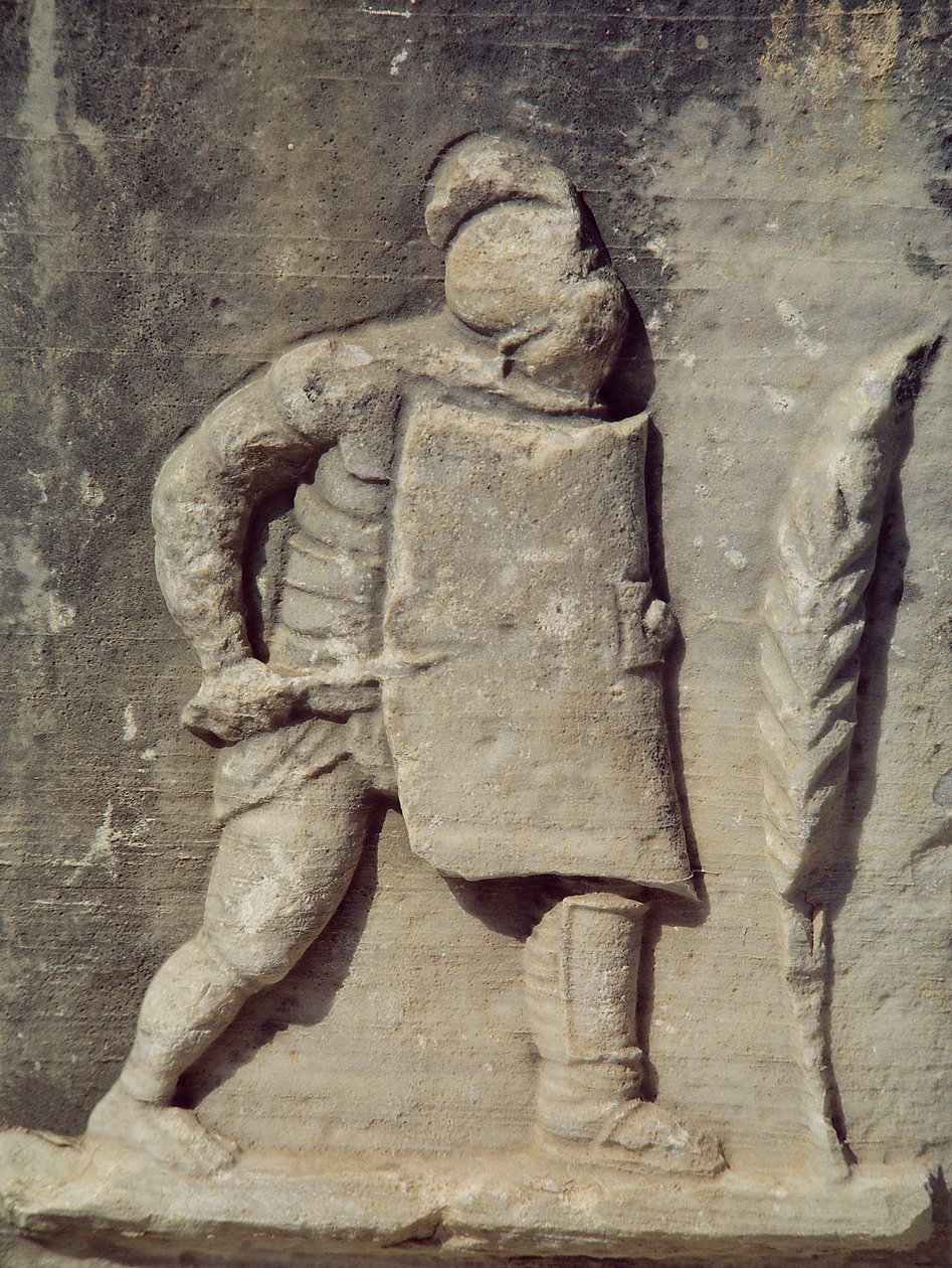 Relief forestillende en romersk soldat (marmor) af Roman