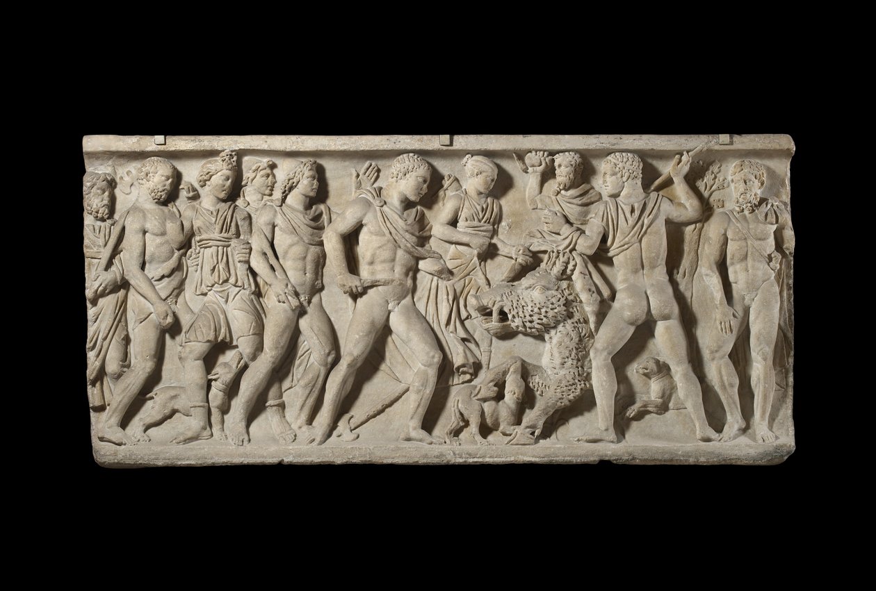 Relief på sarkofag (marmor) af Roman