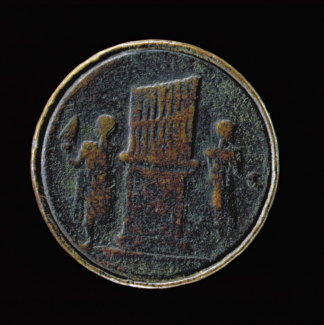 Romersk mønt forestillende et orgel (bronze) af Roman
