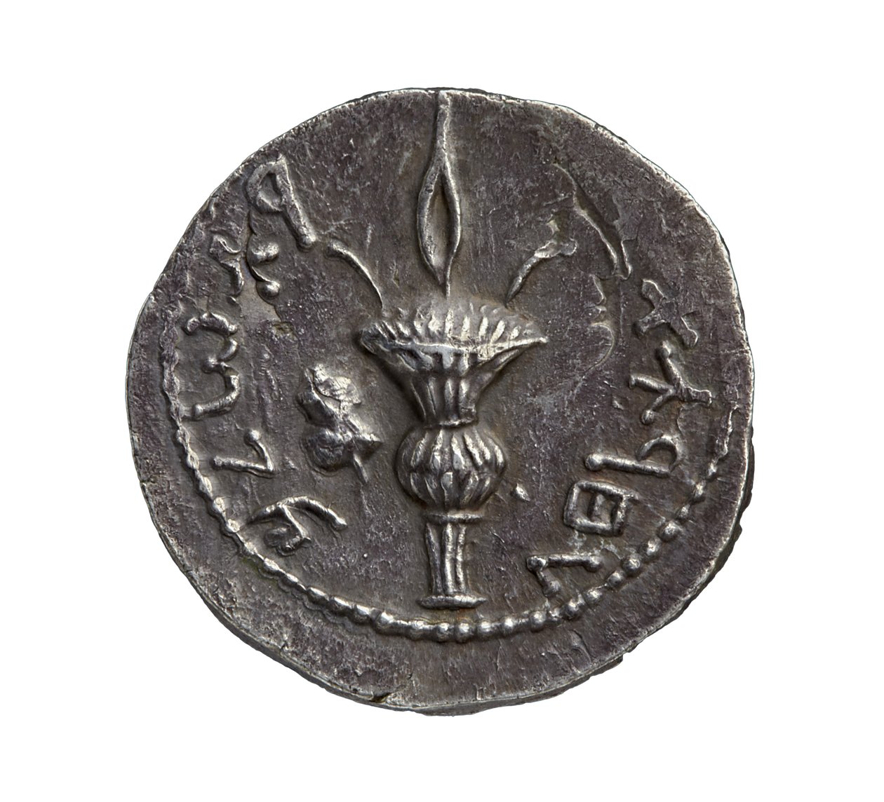 Romersk provinssølvmønt fra Judæa, 132 e.Kr. (sølv) af Roman