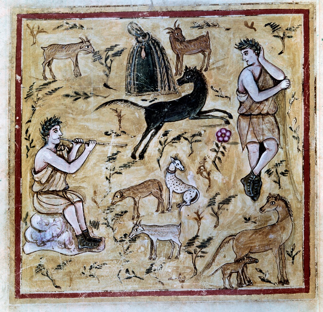 Hyrder med deres flokke, illustration fra Codex Vergilius Romanus af Roman