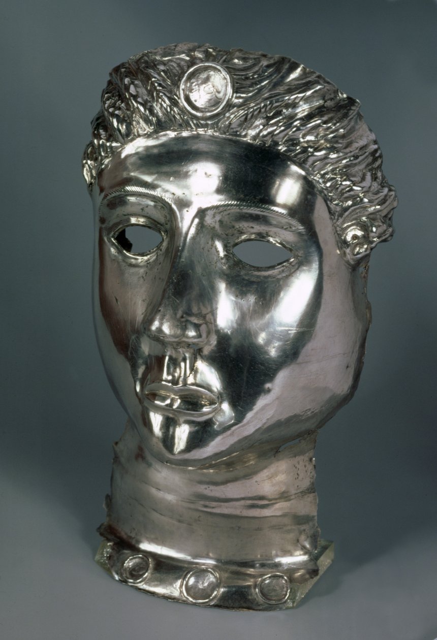 Sølvmaske, romersk, 1. halvdel af 3. århundrede e.Kr. (sølv) af Roman