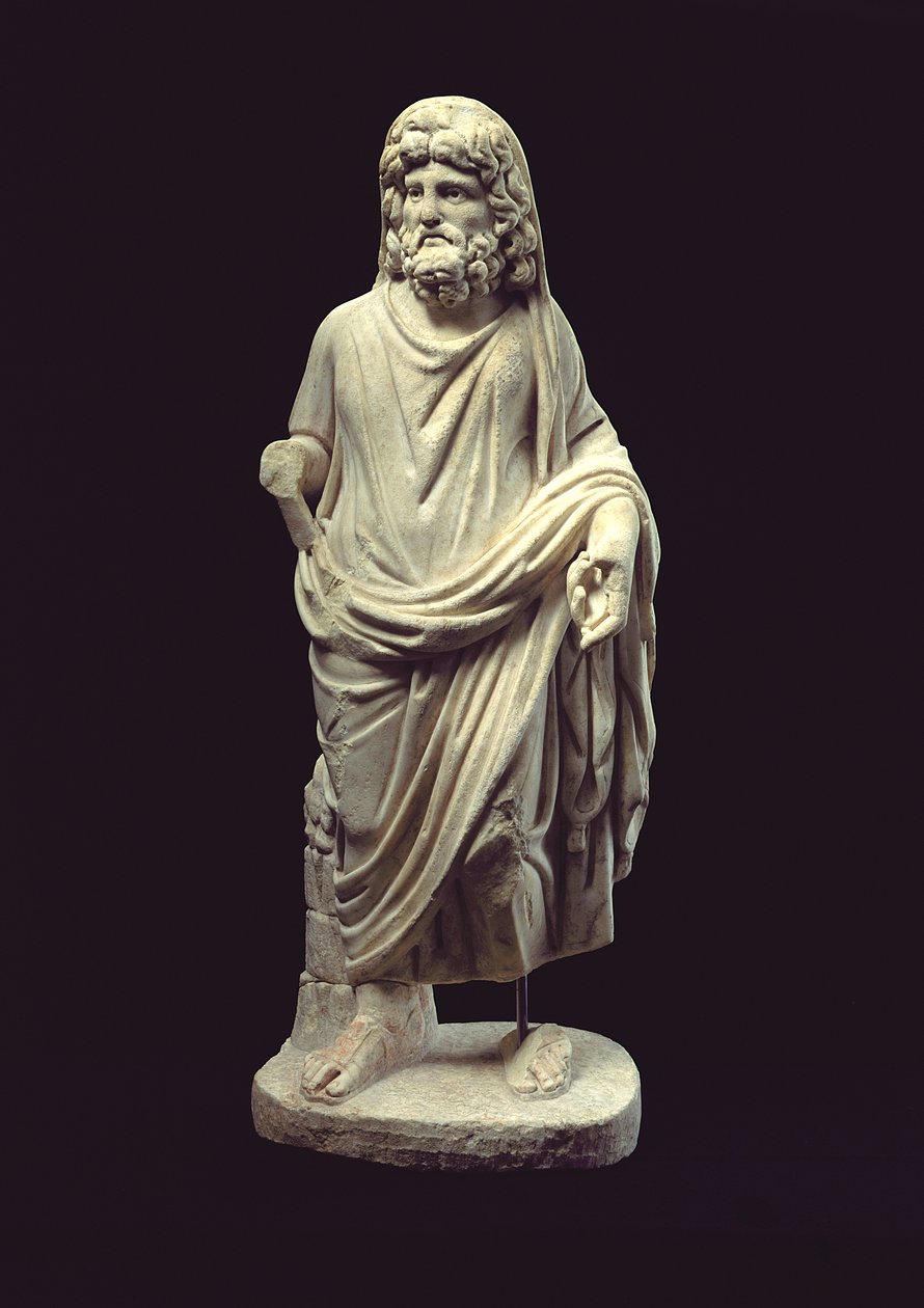Statue af en guddom (marmor) af Roman