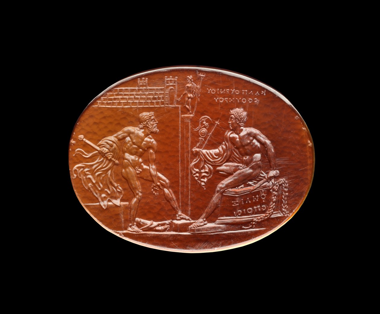 Felix Gem, der forestiller Ulysses og Diomede, der beslaglægger et billede af Athene fra Troja, 1. århundrede (ædelsten) af Roman