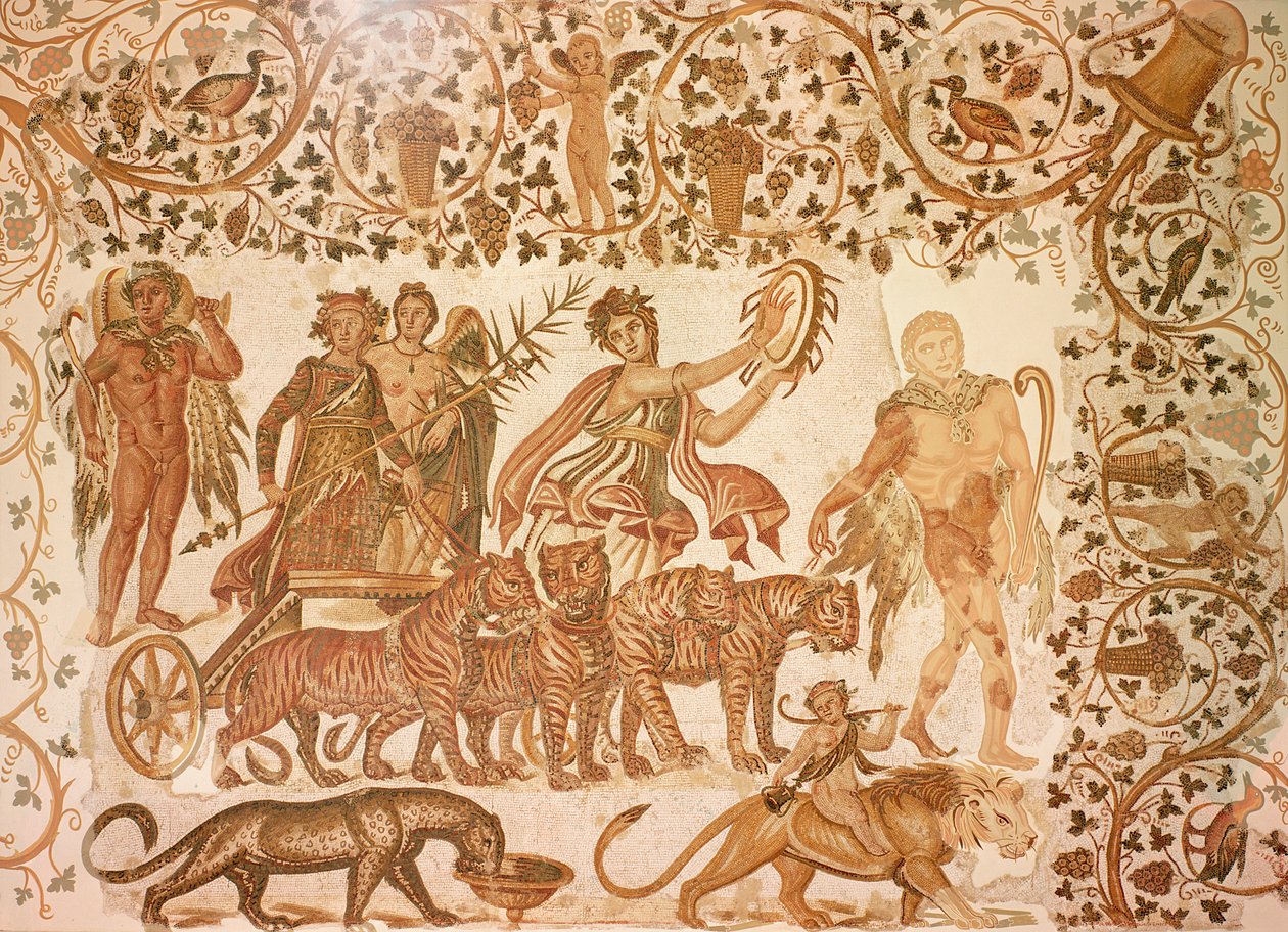 Dionysos triumf (mosaik) af Roman