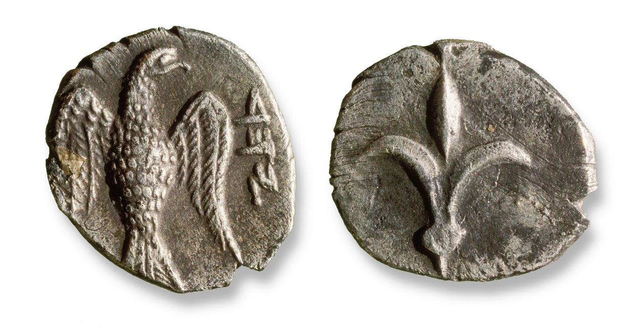 De første jødiske mønter brugt i Israel, ca. 333 f.Kr. (metal) af Roman