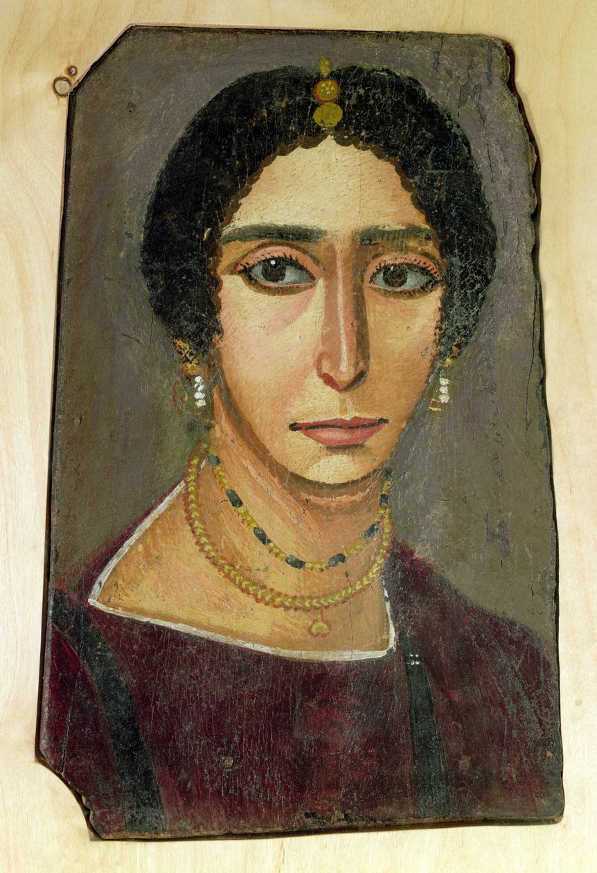 Portræt af en kvinde, fra Fayum, 1.-4. århundrede (encaustic voks på træ) af Roman Period Egyptian