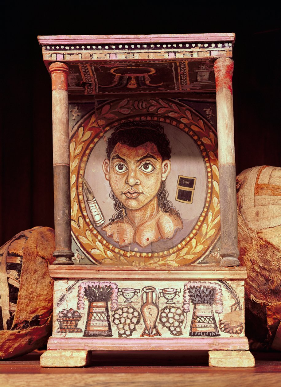 Portræt af en ung pige med tilbud (tempera på panel) af Roman Period Egyptian
