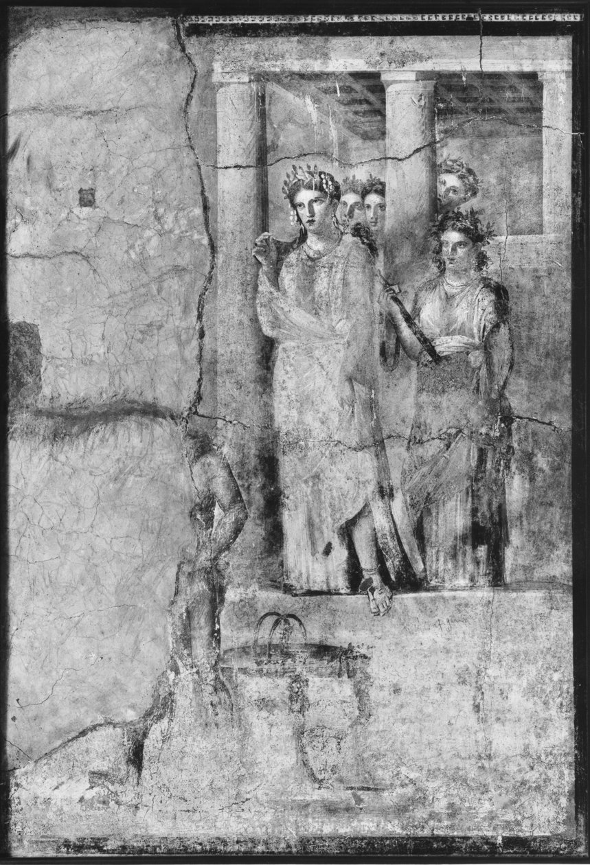 Iphigenia in Tauris, fra Pompeji, ca. 15BC-50AD (se også detaljer 242788) af Roman Roman