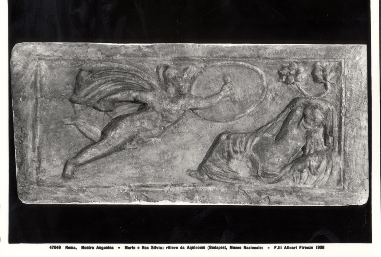 Mars viser sig for Rhea Silvia, fra et relief fundet ved Aquincum af Roman Roman