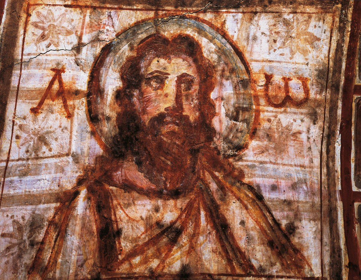 Buste of Christ, Catacombs of Commodilla, Rom (fresco) af Roman