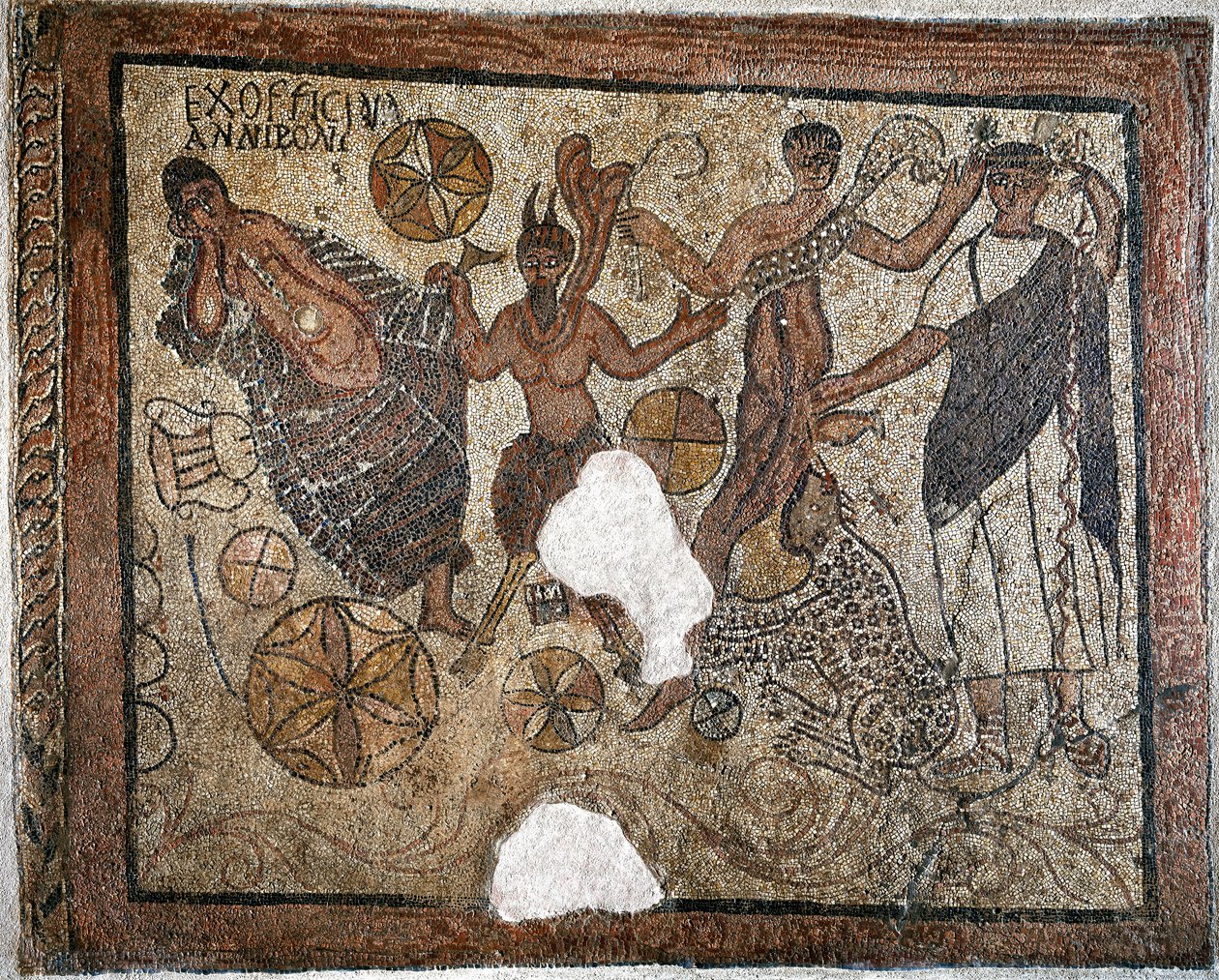 Dionysos og Ariadne - Mosaik, 4. århundrede af Roman
