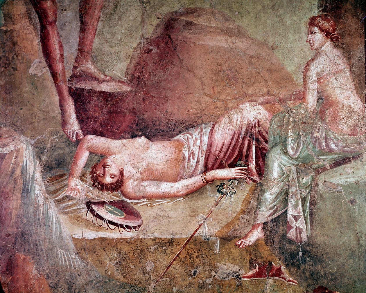 Beruset sovende maenad (fresco af Roman