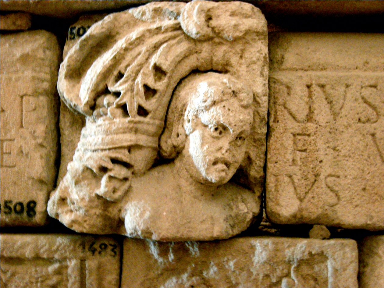 Hoved, fragment af en sarkofag, ca. 1. århundrede af Roman