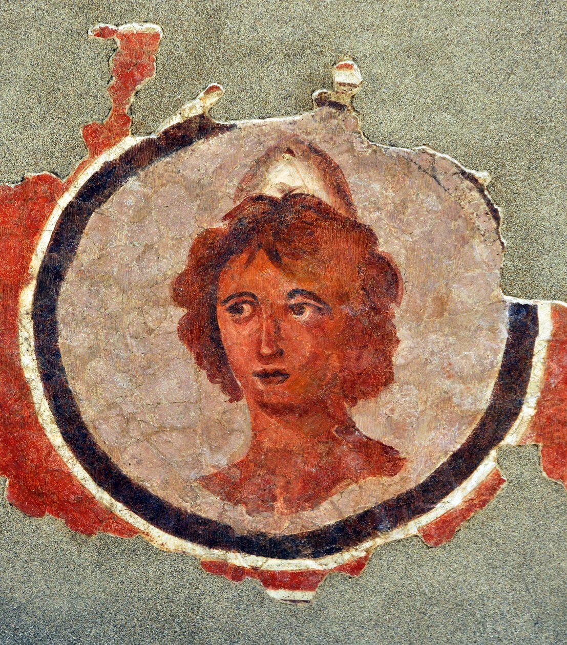 Hoved af en ung mand, omkring 130-140 (fresco) af Roman
