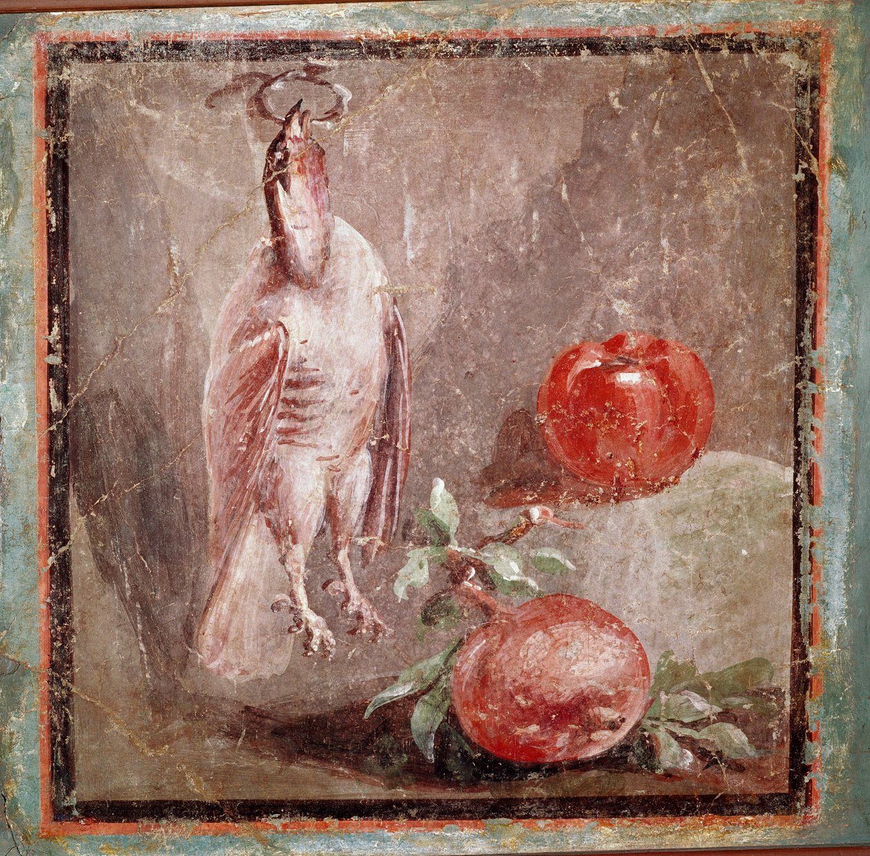 Agerhøne og granatæbler (fresco af Roman