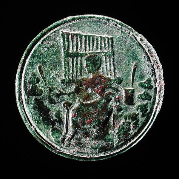 Romersk mønt med afbildning af et orgel (bronze) af Roman