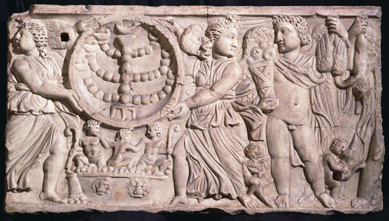 Krydr Sarkofag med Menorah (marmor) af Roman