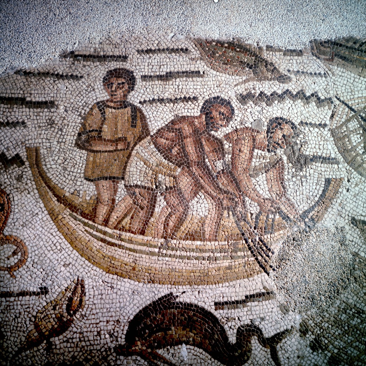 Fiskescene i Mosaic i Hippo, Algeriet. af Roman Roman