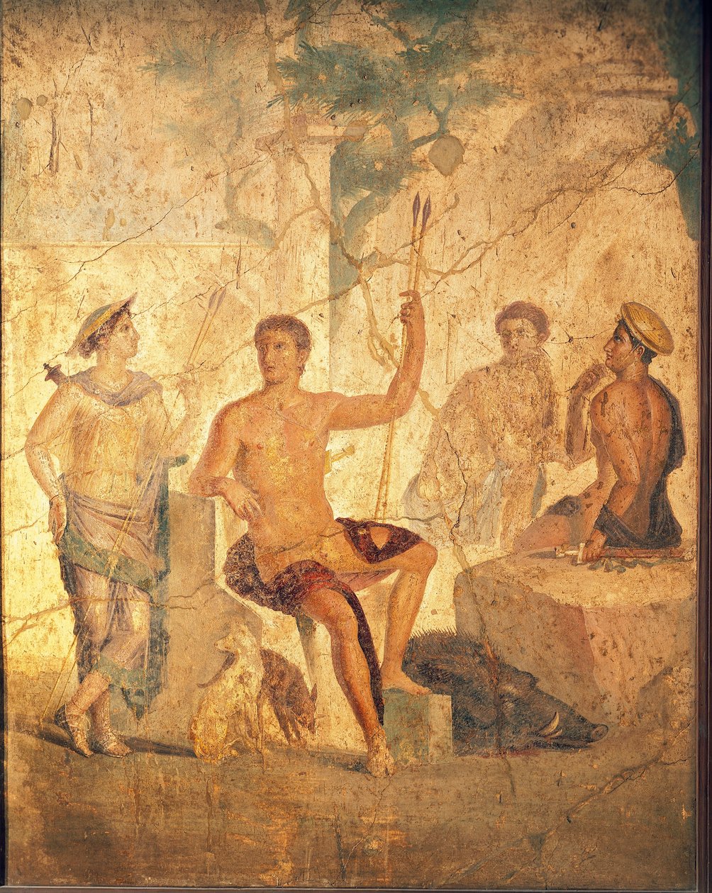 Fresco forestillende Meleager og Atalanta, fra Pompeji af Roman Roman