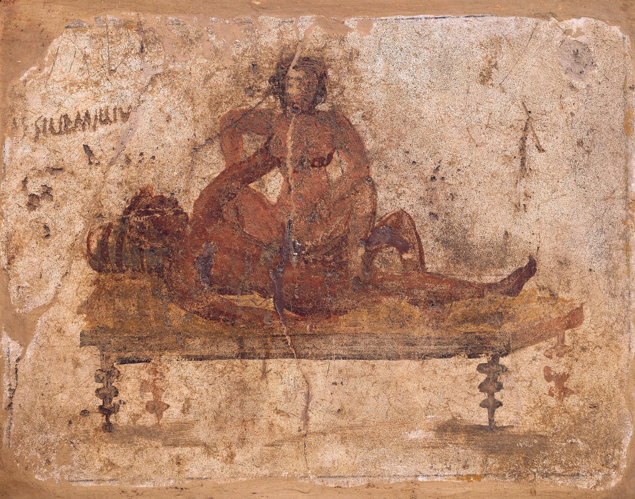 Eroottista aihetta kuvaava fresko Pompejista, Italiasta af Roman Roman