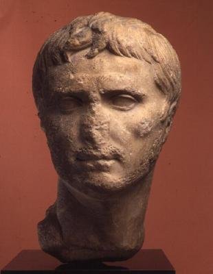 Hoved af Augustus, 8. århundrede e.Kr. (sten) af Roman Roman