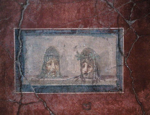 To teatralske masker, 1. århundrede f.Kr.-79 e.Kr af Roman Roman