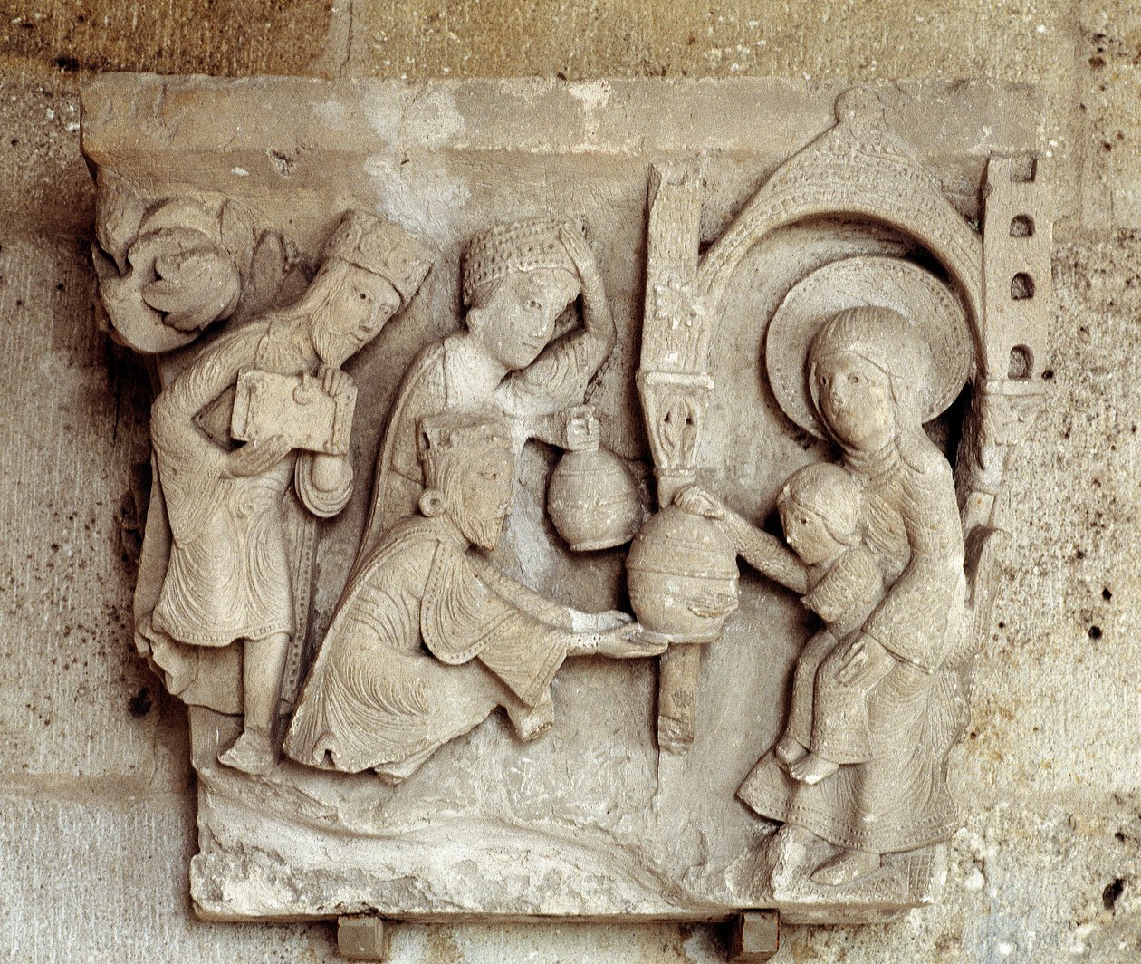 Tilbedelse af magi (udskåret hovedstad) af Romanesque