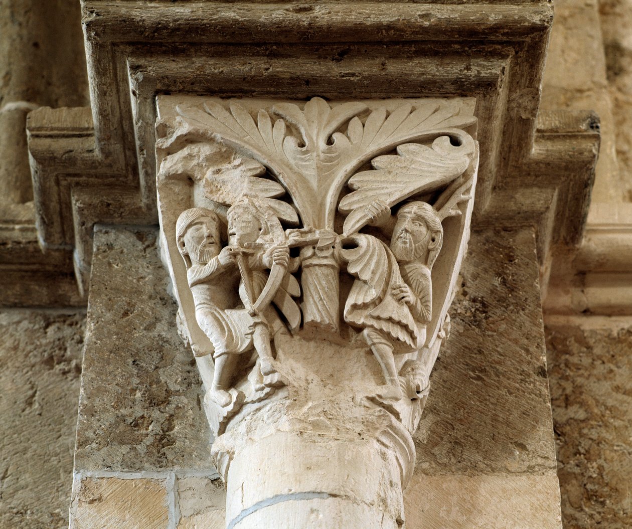 Kains død (udskåret hovedstad) af Romanesque